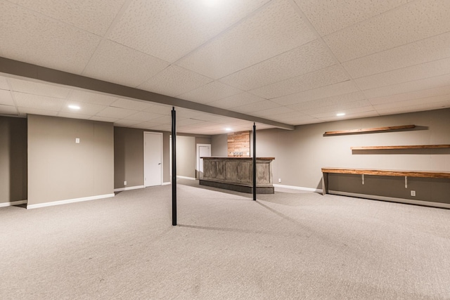 102 Mattek Ave, Dekalb, IL 60115 - finished basement with carpet floors, a bar, a drop ceiling, and recessed lighting