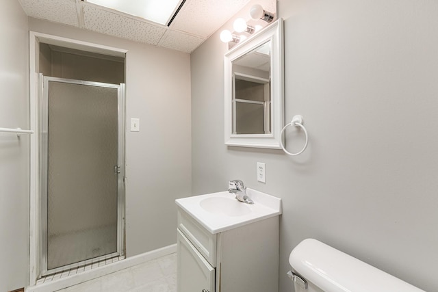 102 Mattek Ave, Dekalb, IL 60115 - full bath with vanity, a stall shower, and a drop ceiling