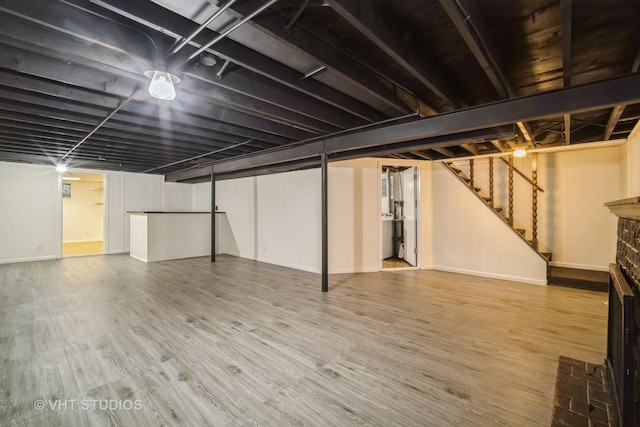 135 Flora Ave, Glenview, IL 60025 - finished below grade area with wood finished floors and stairway