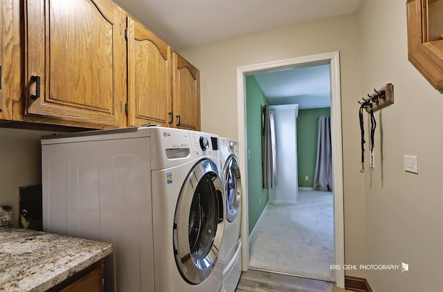 3710 Spy Glass Ridge Rd, Crystal Lake, IL 60012 - laundry room featuring cabinet space, washer and dryer, and wood finished floors