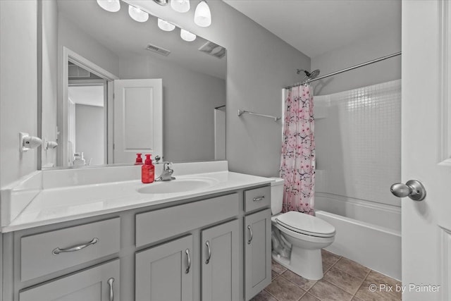 1141 Westlake Dr, Cary, IL 60013 - bathroom with vanity, shower / bath combination with curtain, and tile patterned floors