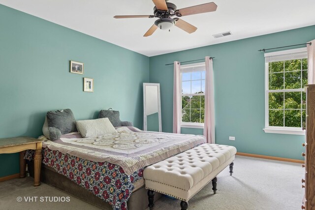2477 Smithfield Ct, Aurora, IL 60503 - bedroom with carpet flooring, multiple windows, and ceiling fan