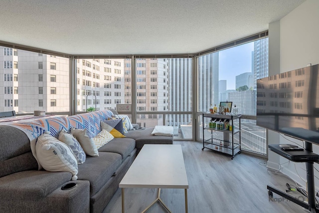 222 N Columbus Dr Unit 912, Chicago, IL 60601 - living area with wood finished floors, a textured ceiling, and floor to ceiling windows