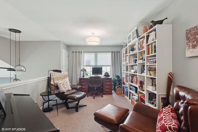 view of carpeted home office