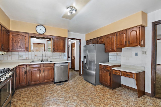 300 Stone St, South Elgin, IL 60177 - kitchen with appliances with stainless steel finishes, light countertops, decorative backsplash, and light floors