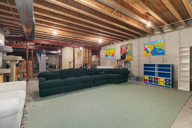 1005 Hiawatha Ln, Riverwoods, IL 60015 - unfinished below grade area featuring stairway