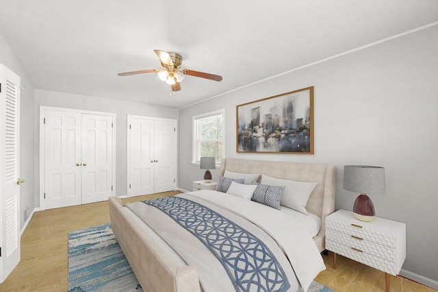 255 Irving Blvd, Chicago Heights, IL 60411 - bedroom with multiple closets, wood finished floors, and ceiling fan