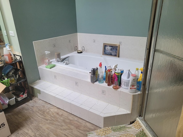 18324 Pond View Ct, Tinley Park, IL 60477 - full bathroom with a bath, wood finished floors, and a stall shower