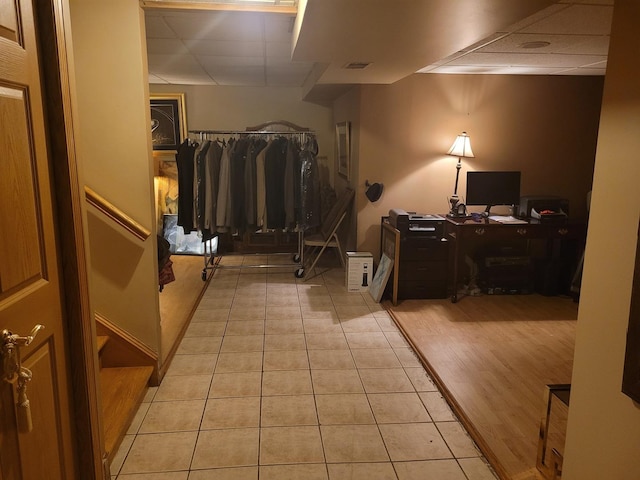 18324 Pond View Ct, Tinley Park, IL 60477 - interior space with a drop ceiling, light tile patterned floors, and an office area