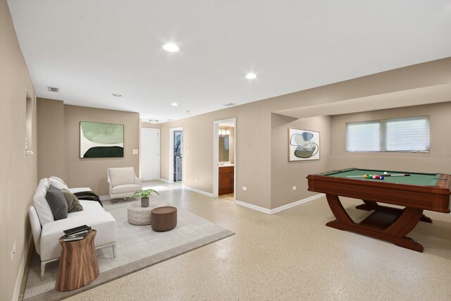 357 Sword Way, Bolingbrook, IL 60440 - rec room with billiards table, recessed lighting, and dark aggregate flooring