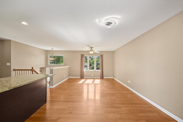 357 Sword Way, Bolingbrook, IL 60440 - empty room with ceiling fan, light wood-style floors, and recessed lighting