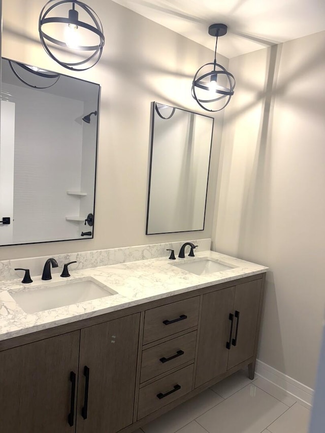 232 S Walnut St, Glenwood, IL 60425 - full bath with double vanity and tile patterned flooring