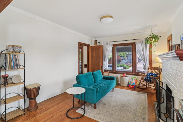 837 Wesley Ave, Oak Park, IL 60304 - living area with a fireplace, ornamental molding, and wood finished floors