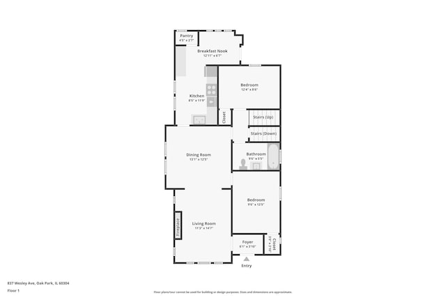 837 Wesley Ave, Oak Park, IL 60304 - view of room layout