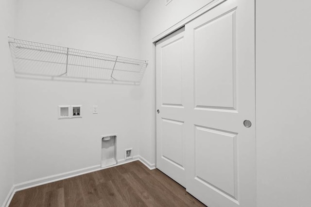9900 Humbolt St, Huntley, IL 60142 - washroom featuring dark wood-type flooring, washer hookup, and hookup for an electric dryer