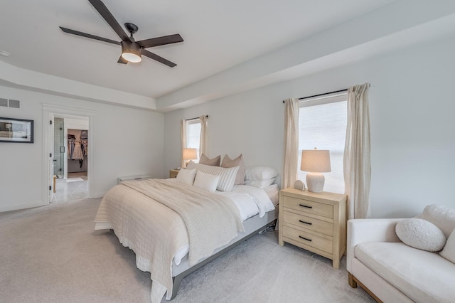 25320 W Alison Rd, Plainfield, IL 60586 - bedroom with light colored carpet, a spacious closet, and a ceiling fan