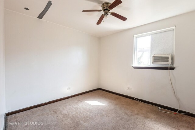 1415 W 123rd St, Calumet Park, IL 60827 - empty room featuring cooling unit, ceiling fan, and carpet flooring