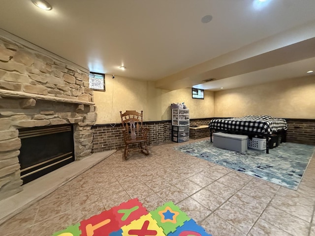 3033 189th St, Lansing, IL 60438 - playroom featuring a fireplace and tile patterned floors