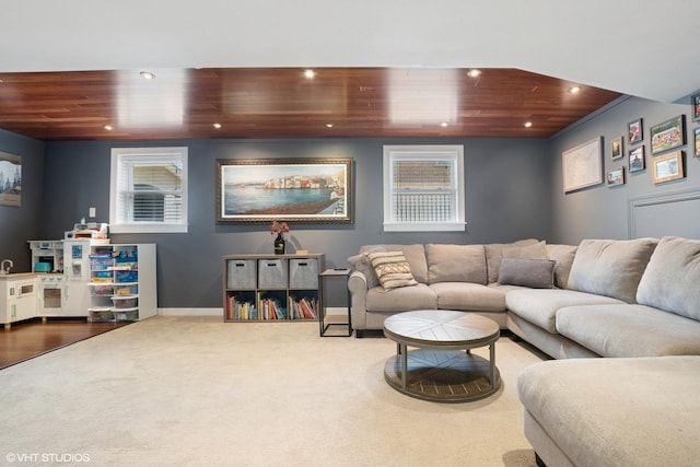 10824 Lavergne Ave, Oak Lawn, IL 60453 - carpeted living area with wood ceiling and recessed lighting