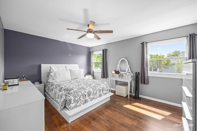 209 Surrey Dr, Carol Stream, IL 60188 - bedroom featuring dark wood-type flooring and a ceiling fan
