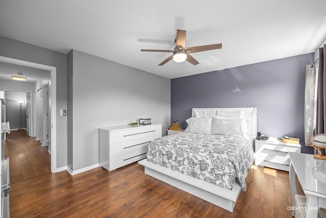 209 Surrey Dr, Carol Stream, IL 60188 - bedroom featuring dark wood-style flooring and a ceiling fan