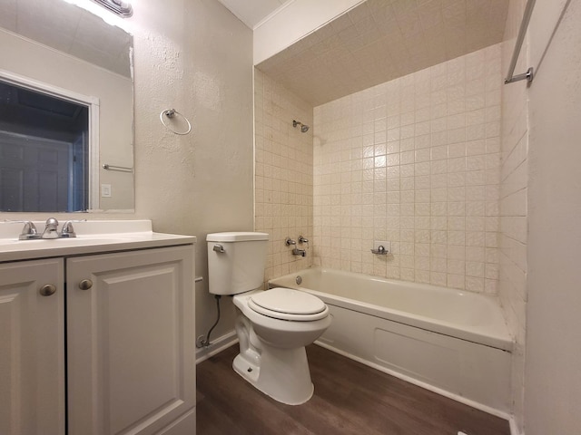 2313 Joppa Ave, Zion, IL 60099 - full bathroom featuring wood finished floors,  shower combination, vanity, and a textured wall