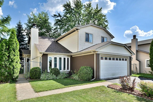1340 Charger Ct, Carol Stream, IL 60188 - traditional-style house featuring a garage, driveway, brick siding, and a gate