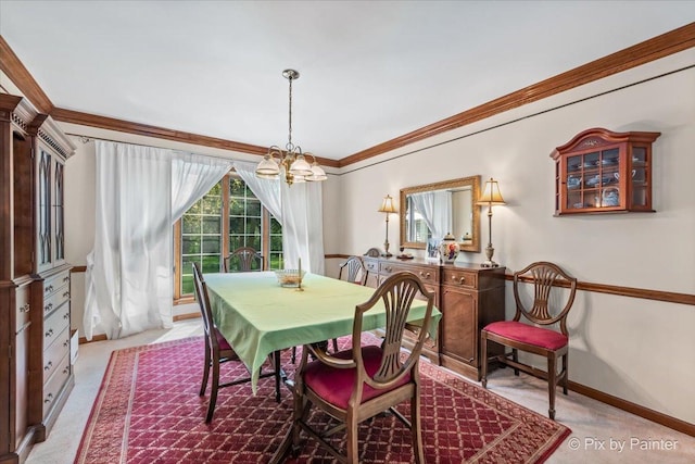 2N445 Beith Rd, Elburn, IL 60119 - carpeted dining room featuring a chandelier and ornamental molding