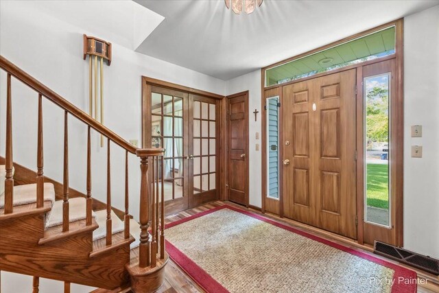 2N445 Beith Rd, Elburn, IL 60119 - foyer entrance with stairs, wood finished floors, and french doors