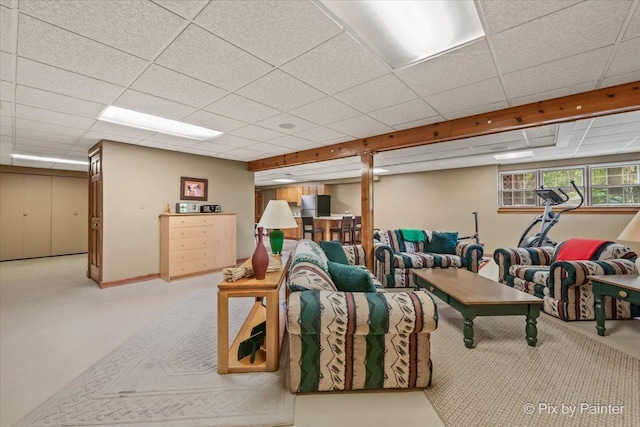 2N445 Beith Rd, Elburn, IL 60119 - carpeted living room with a paneled ceiling