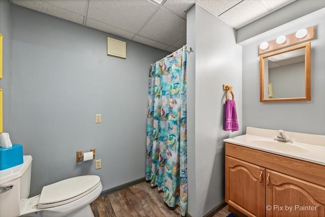 2N445 Beith Rd, Elburn, IL 60119 - full bathroom featuring wood finished floors, vanity, a drop ceiling, and curtained shower
