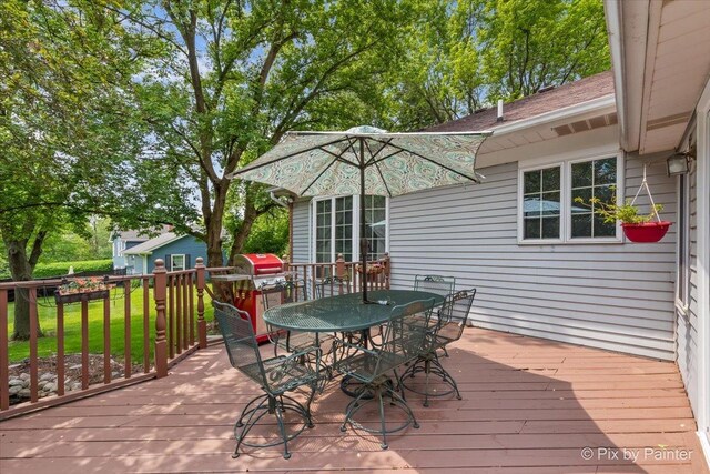 2N445 Beith Rd, Elburn, IL 60119 - wooden terrace with outdoor dining space and area for grilling