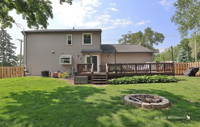 21136 W Engle Dr, Lake Villa, IL 60046 - back of house featuring a fire pit and a wooden deck