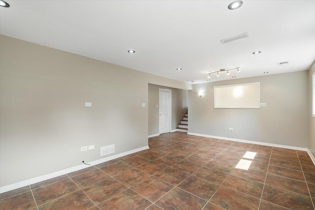 145 N Oakleaf Dr, Addison, IL 60101 - empty room featuring stairway and recessed lighting