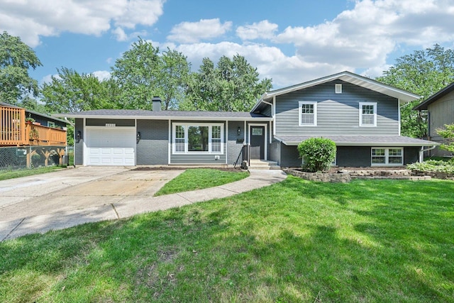 6933 Parkview Dr, Downers Grove, IL 60516 - split level home featuring a garage, brick siding, driveway, and a front yard