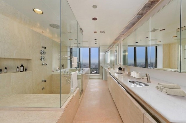 950 N Michigan Ave Unit 4003, Chicago, IL 60611 - bathroom featuring a stall shower, a bath, and double vanity