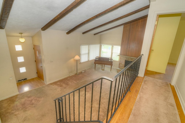 333 Elm St, Glen Ellyn, IL 60137 - stairs featuring carpet floors and a fireplace