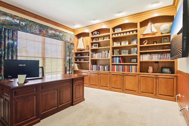 1560 Fairway Cir, Geneva, IL 60134 - home office featuring light carpet and crown molding