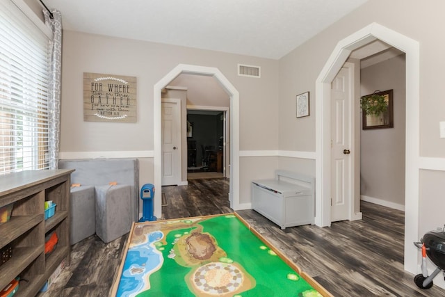 1608 Surrey St, Normal, IL 61761 - rec room with wood finished floors and arched walkways