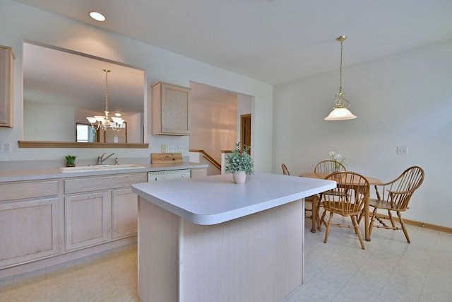 350 Woodhill Dr, Carol Stream, IL 60188 - kitchen featuring light countertops, light flooring, and hanging light fixtures