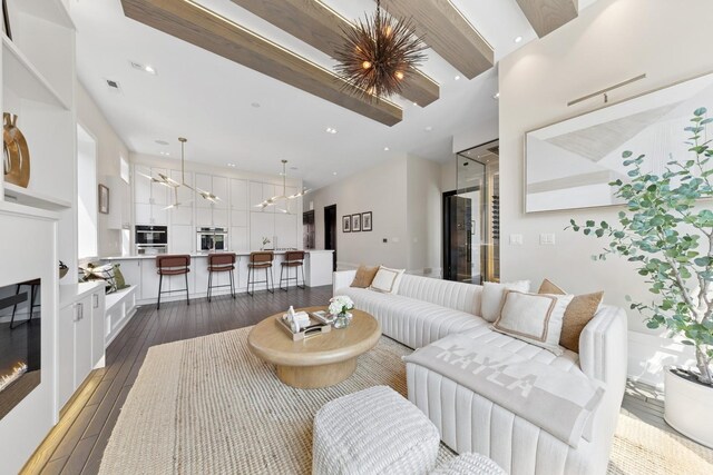 2756 N Magnolia Ave Unit Ph, Chicago, IL 60614 - living room with dark wood-style flooring and recessed lighting