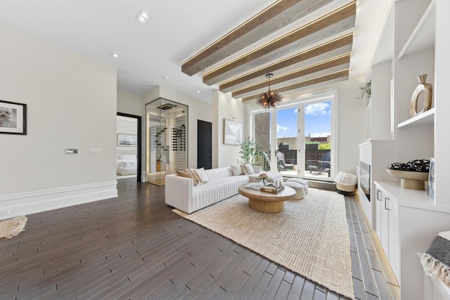 2756 N Magnolia Ave Unit Ph, Chicago, IL 60614 - living room with wood finished floors, beamed ceiling, and recessed lighting