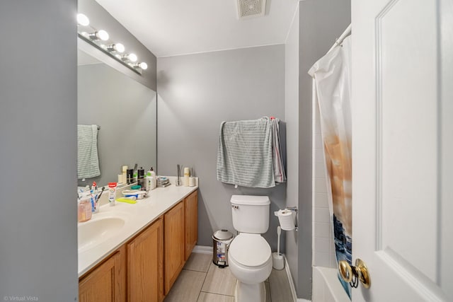 2026 Juniper Ct, Glendale Heights, IL 60139 - bathroom featuring vanity, tile patterned floors, and shower / tub combo