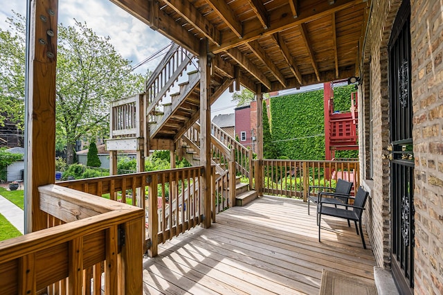 2115 N Sawyer Ave, Chicago, IL 60647 - wooden terrace with stairs