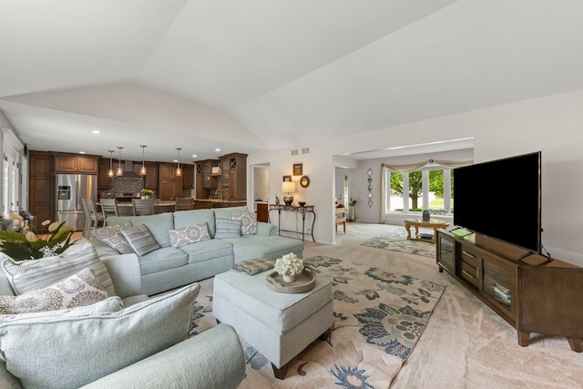 15431 Sulky Dr, Homer Glen, IL 60491 - living area featuring vaulted ceiling and light colored carpet