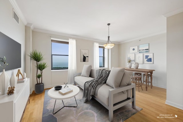 310 S Michigan Ave Unit 1804, Chicago, IL 60604 - living room with light wood finished floors, crown molding, and plenty of natural light