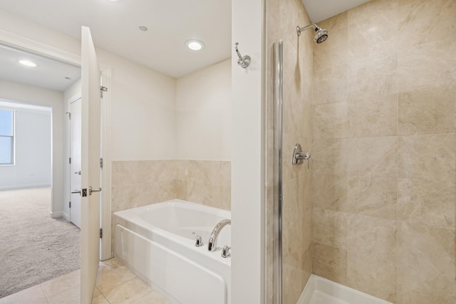 310 S Michigan Ave Unit 1804, Chicago, IL 60604 - full bath with a shower stall, a garden tub, tile patterned flooring, and recessed lighting
