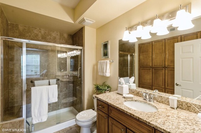 50 S Greeley St Unit 314, Palatine, IL 60067 - full bathroom with vanity, a shower stall, and tile patterned flooring