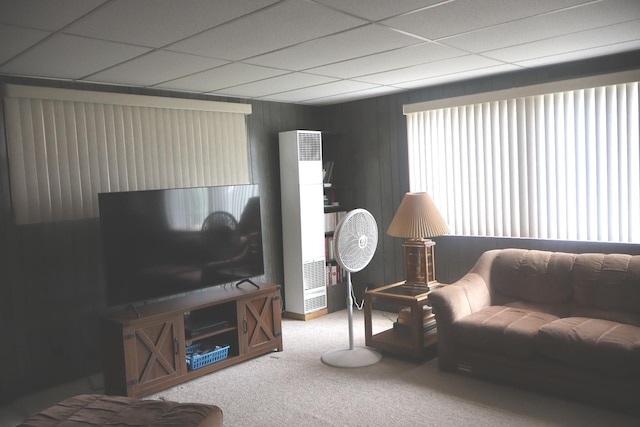 15153 Harding Ave, Midlothian, IL 60445 - living area featuring a heating unit, carpet, and a drop ceiling