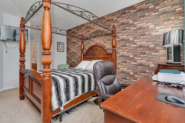 8808 Concord Ln Unit J, Justice, IL 60458 - carpeted bedroom featuring brick wall and baseboards
